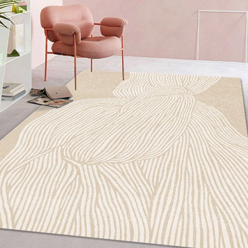 Apricot Abstract Indoor Carpet Polyester Minimalist Rug Anti-Split for Home Decoration
