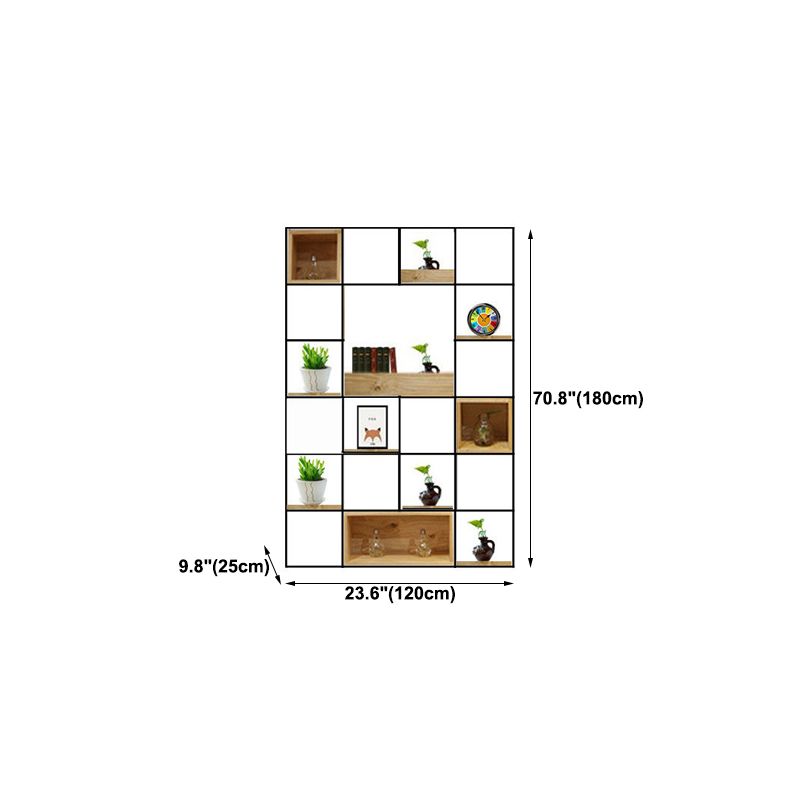 Modern Solid Wood Bookshelf Metal Etagere Bookshelf Open Back 9.8" W
