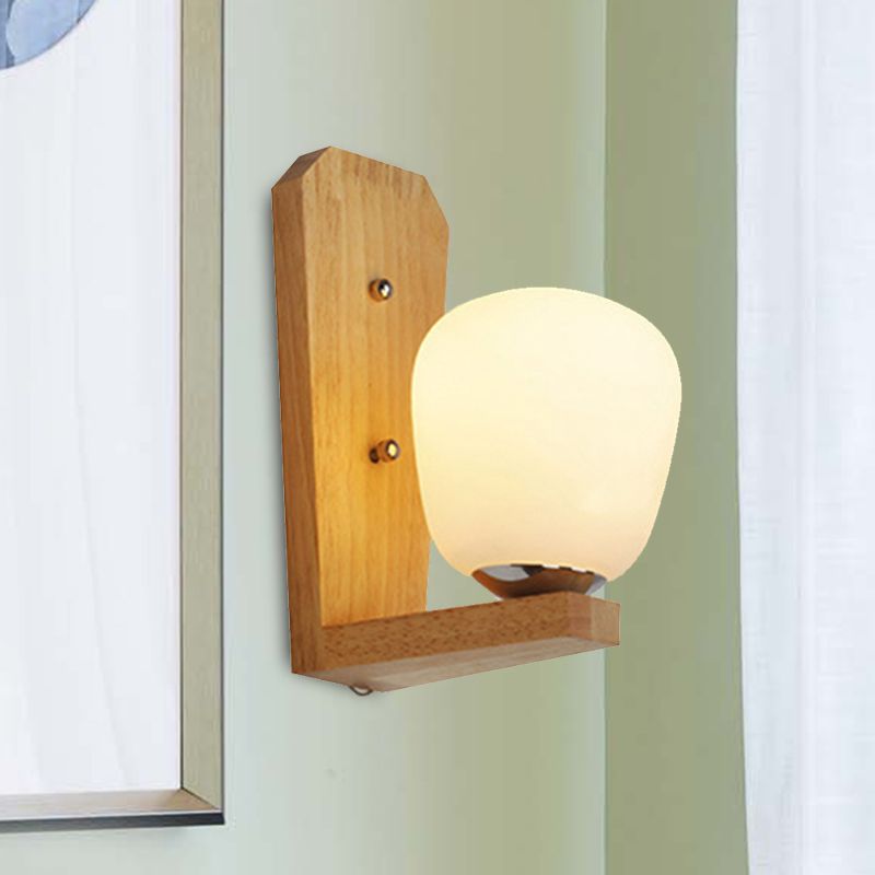 1 leichte Ballform Wandleuchte japanische Milchglaslampe in Weiß für Hotel -Esszimmer