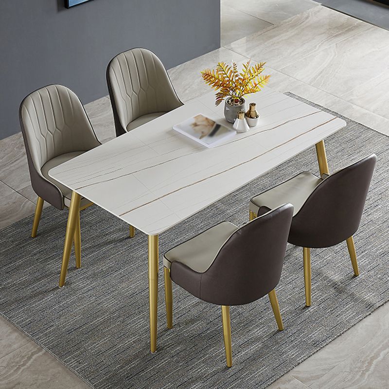 Metal and Slate Rectangular Table Glam Style Home Dining Table