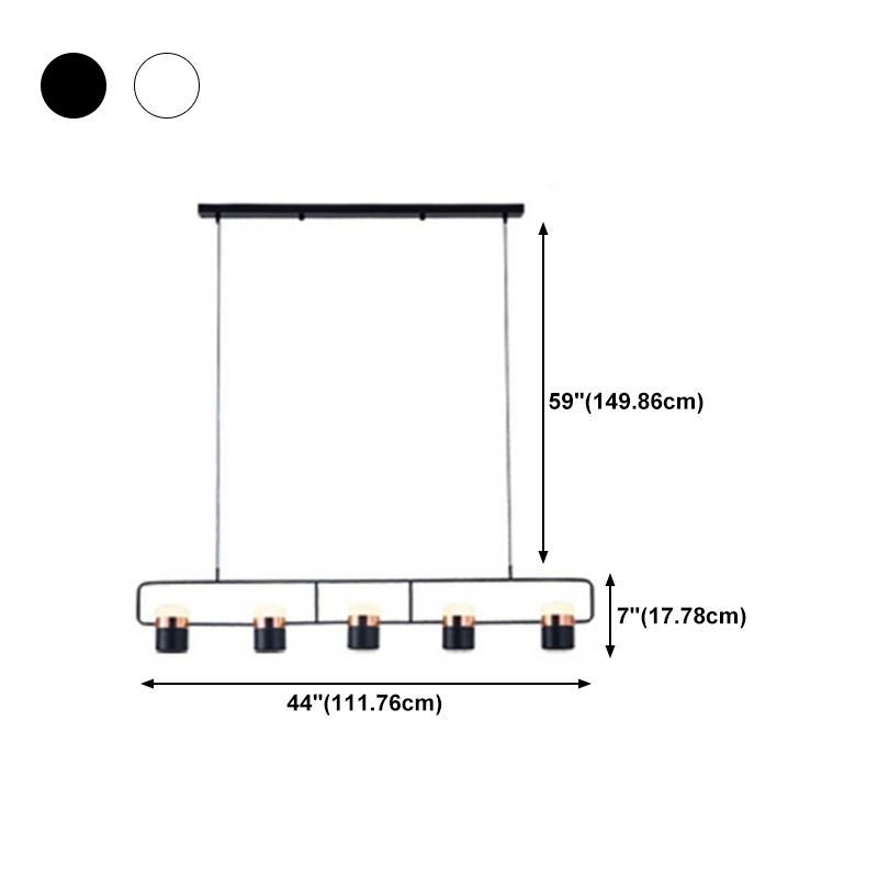 Modern Metal Track Lamps Multi-Head Restaurant Island Light Fixtures with Cylinder Shade