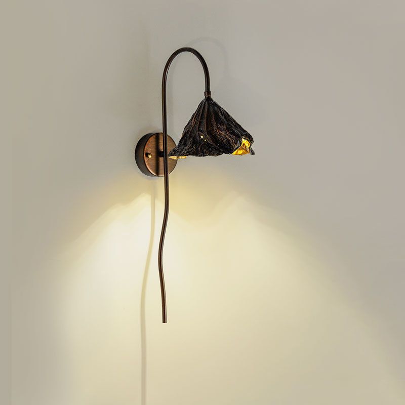 Black Lotus Seedpod Wall Light Sconce Contemporain 1 tête Metallic LED Mur Mount Mount de support