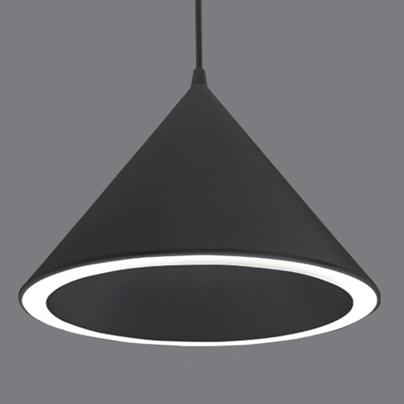 Dinning Room LED Hanging Light Fixture Simple Style Hanging Ceiling Light with Cone Metal Shade
