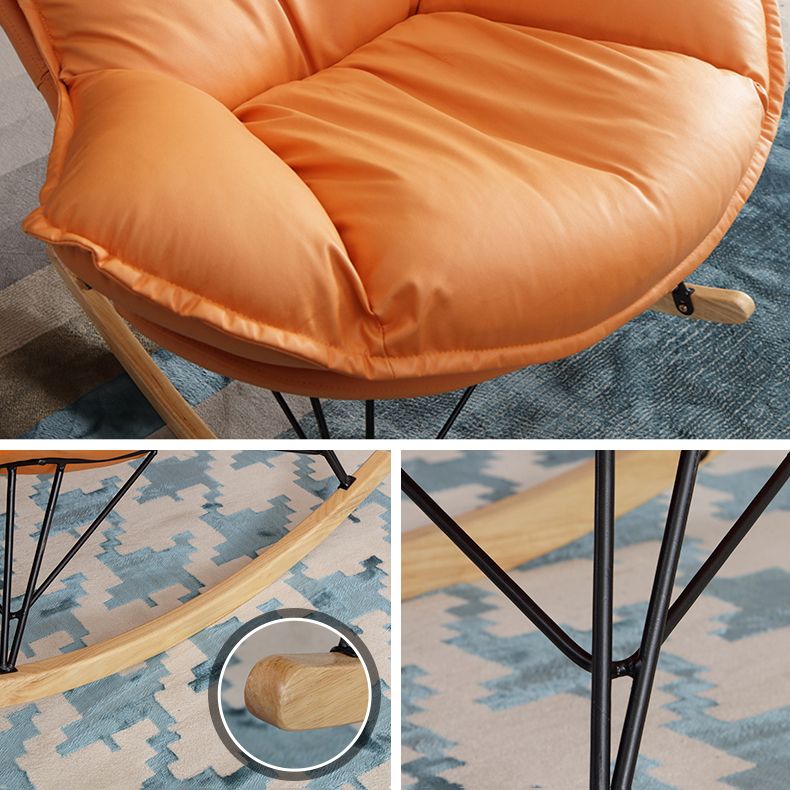 Modern Indoor Rocking Chair Solid Color Dark Legs Rocker Chair with Ottoman