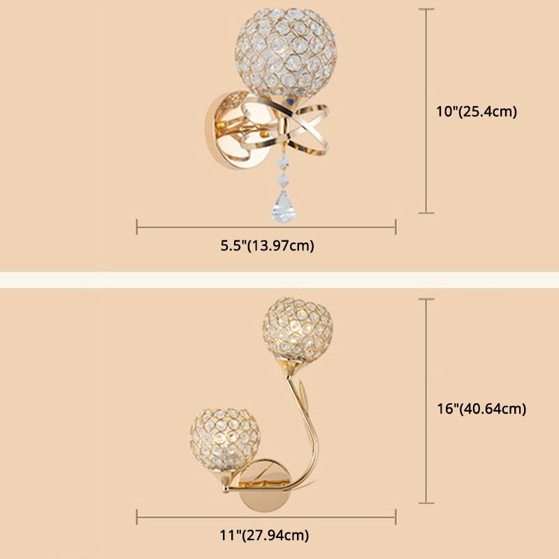Electroplating Rose Gold Crystal Wall Lamp 1-Light Hollow Ring Inlaid Crystal Sconce Lights for Restaurant Coffee Shop