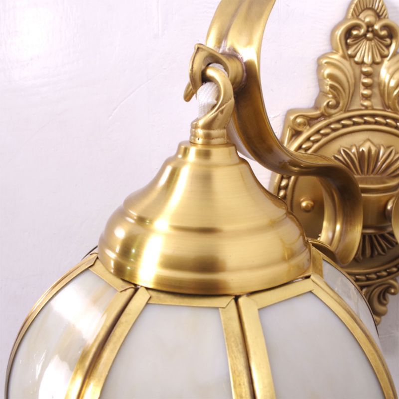 Globe Dining Room Sconce Light Traditionalism Metal 2-Bulb Brass Wall Light Fixture