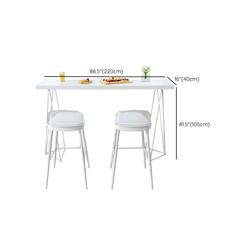 White Wood Top Bar Table for Small Places Contemporary Metal Frame Pub Table