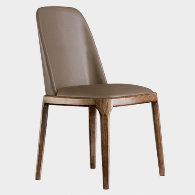Zeitgenössischer Stil Lederstuhl Armless Parsons Stuhl mit Holzbeinen für das Restaurant