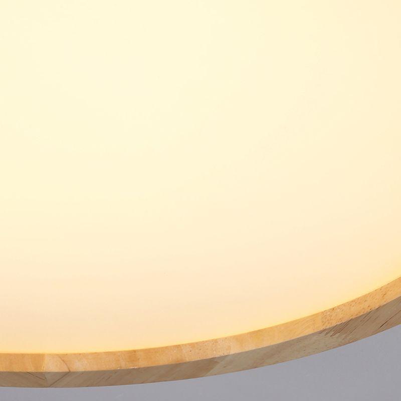 Modern Wood Flush Mount Geometric Shape Ceiling Lamp with Acrylic Shade for Living Room