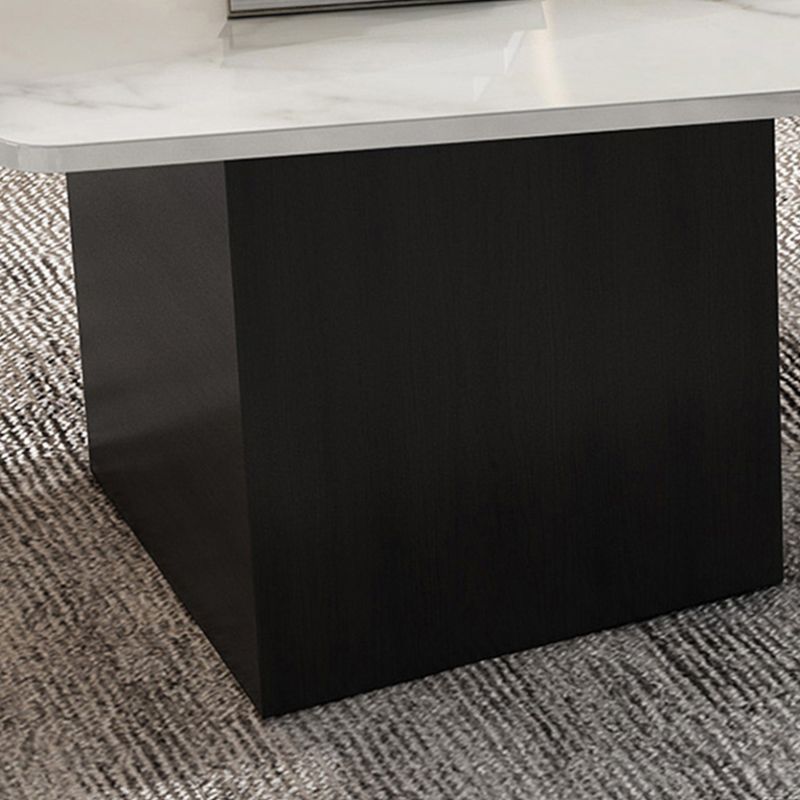 2 Legs Coffee Table Faux Marble Single Coffee Table with 3 Drawers