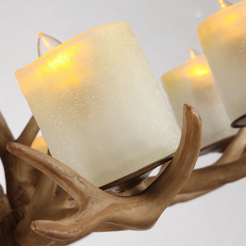 Brown Bell/Cylinder Chandelier Lighting Traditionalism Resin 6/8 Heads Living Room Suspension Pendant Lamp