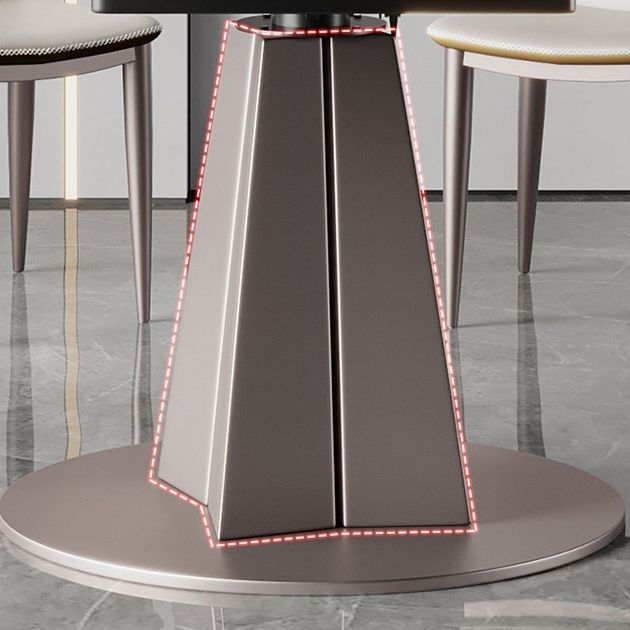 Modern Stainless Steel Base Pedestal Dining Table Extendable Dinner Table for Home