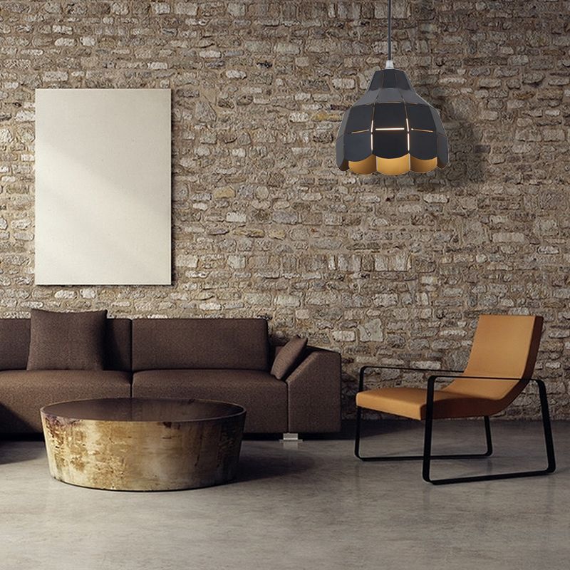 Black/Gray/White/Yellow/Blue Folded Pendant Light Modern Nordic Metal 1 Light Dining Room Hanging Lamp