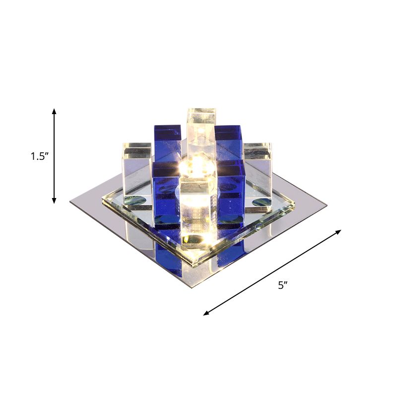 Crystal Square Ceiling Flush Mount Modernist LED Flushmount Light for Corridor