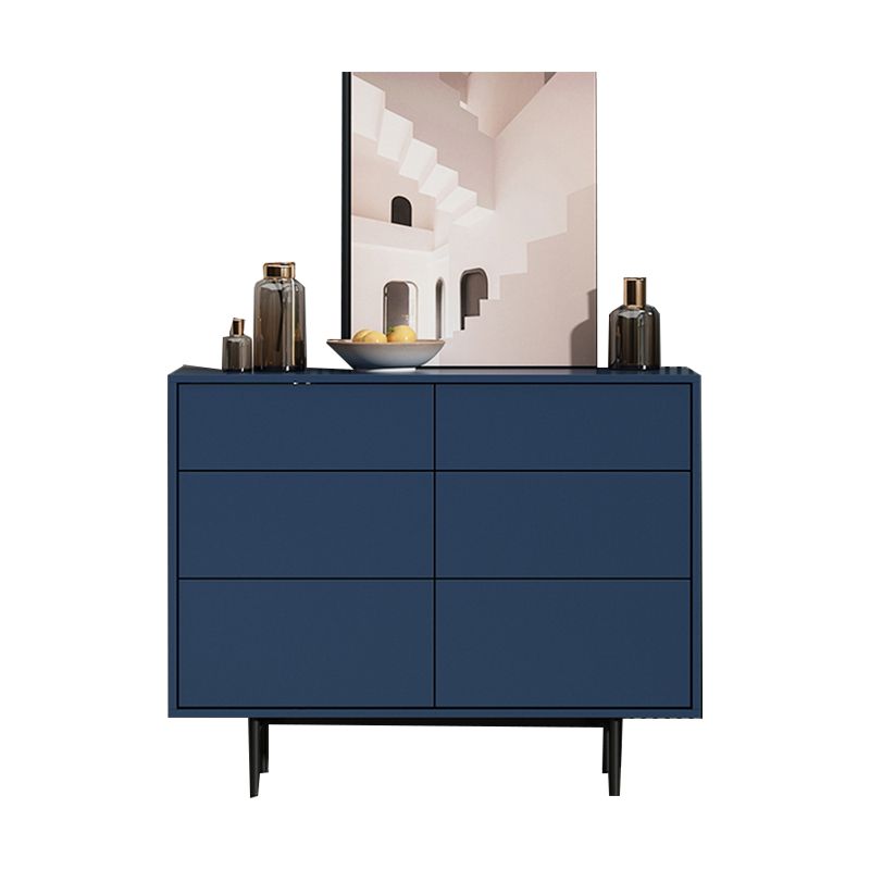 Modern Accent Chest with 6 Drawers and 4 Straight Black Legs