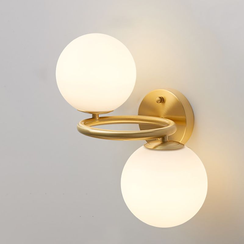 Contemporary Wall Sconce White Glass Wall Mounted Light Fixture for Reading Room