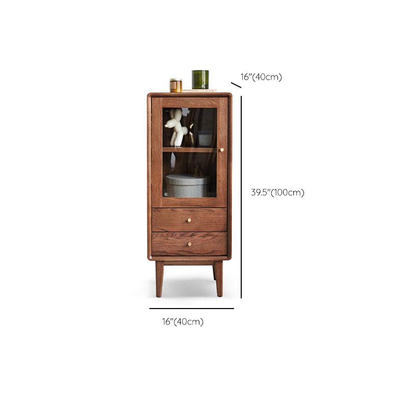 Solid Wood 2 - Drawer Brown Square Accent Cabinet for Living Room