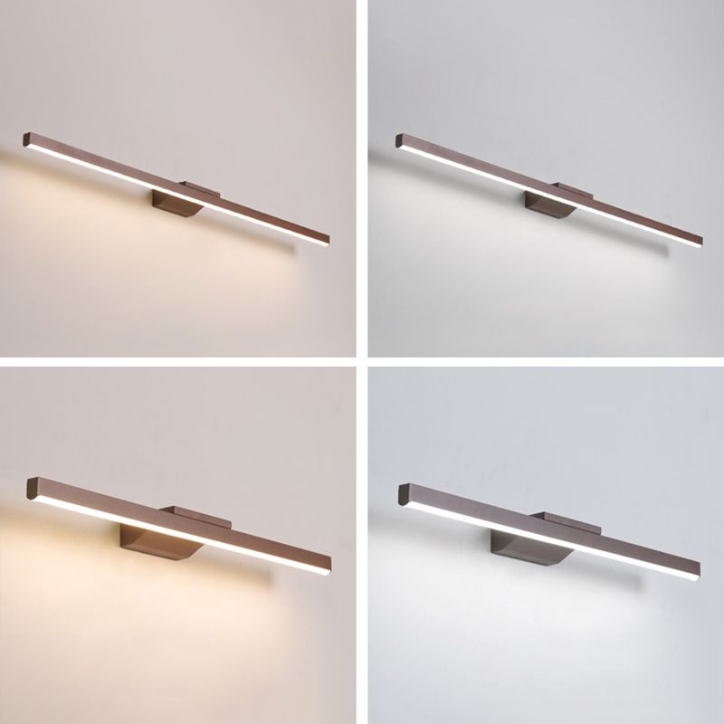 Contemporary Mirror Lamp Brown Metal Vanity Wall Light Fixtures for Bathroom
