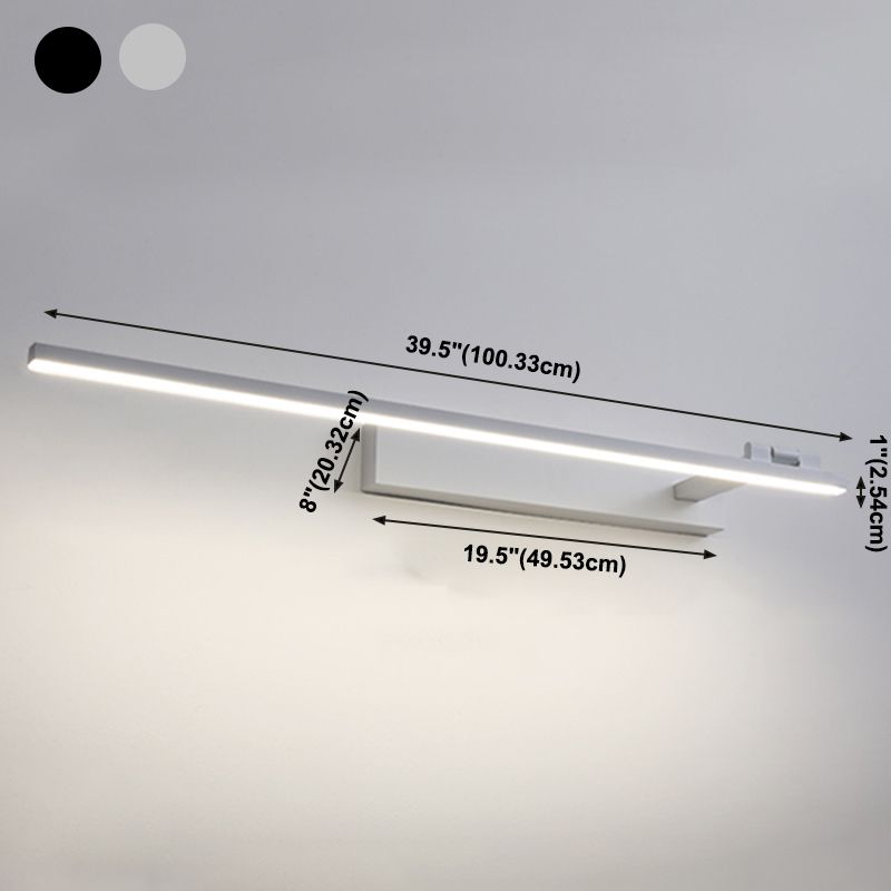 Metal Linear Shade Wall Lighting Modern Style Mirror 1 Light Wall Mounted Light Fixture
