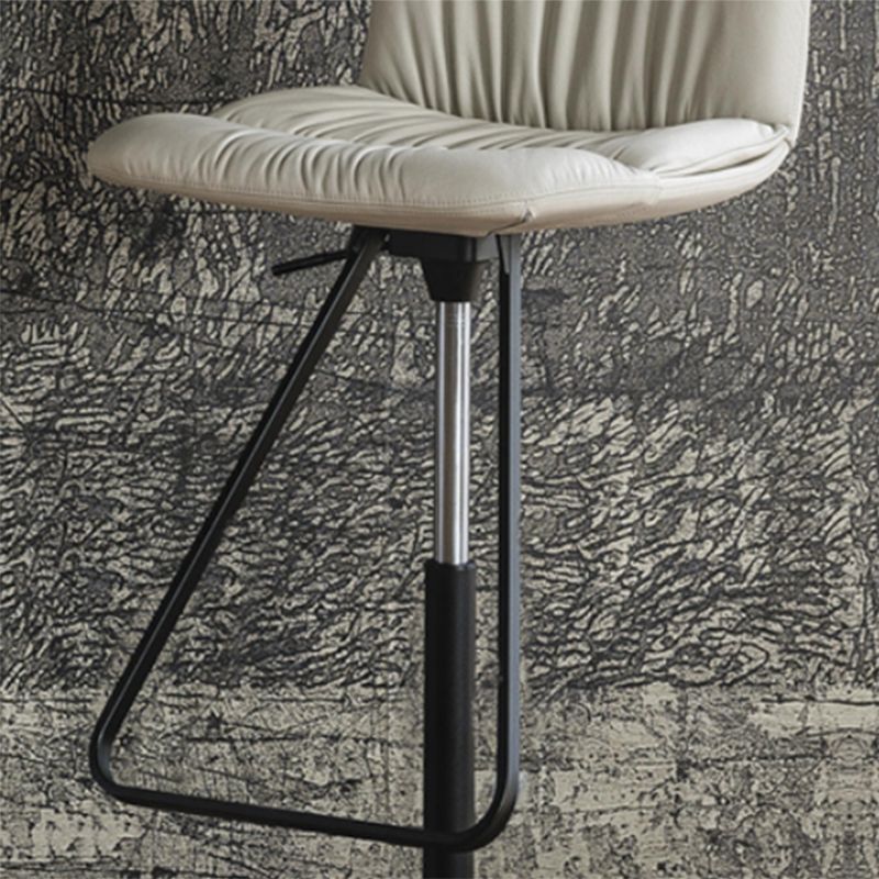 Industrial Armless Counter Stool Leather Adjustable Height Bar Stool for Indoor