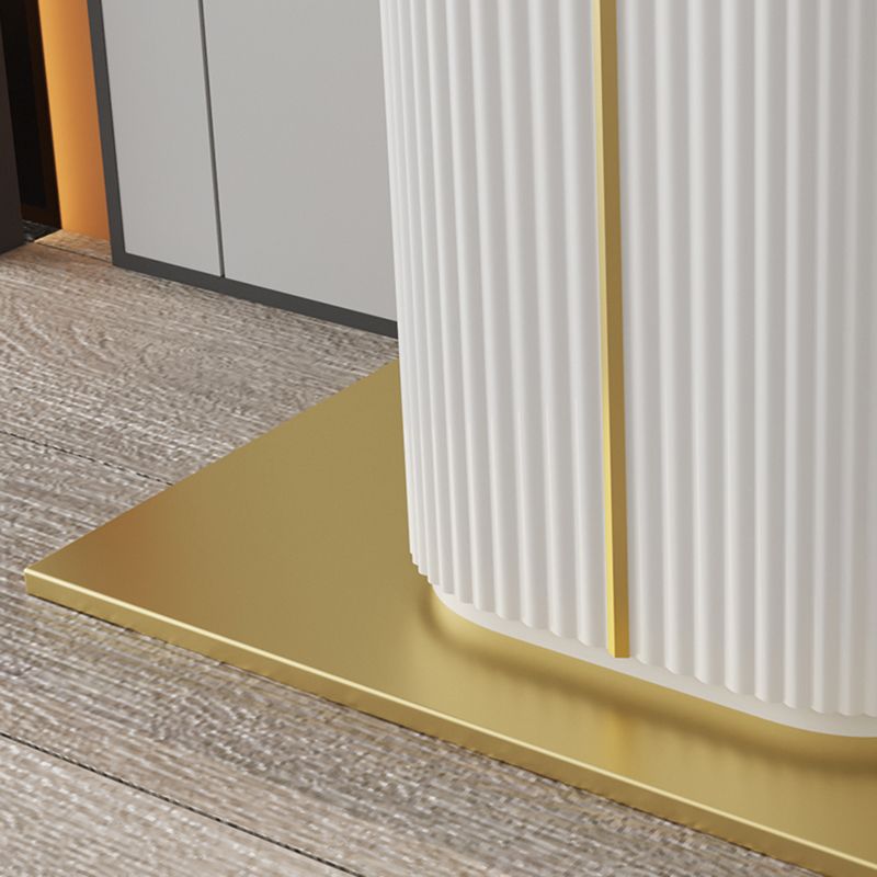 Contemporary Half Moon Top Accent Table with Golden Iron Base
