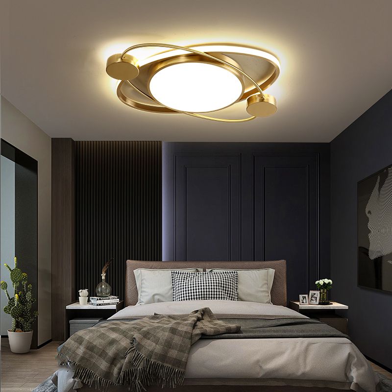 Geometry Shape LED Ceiling Lamp Modern Copper Flush Mount for Balcony