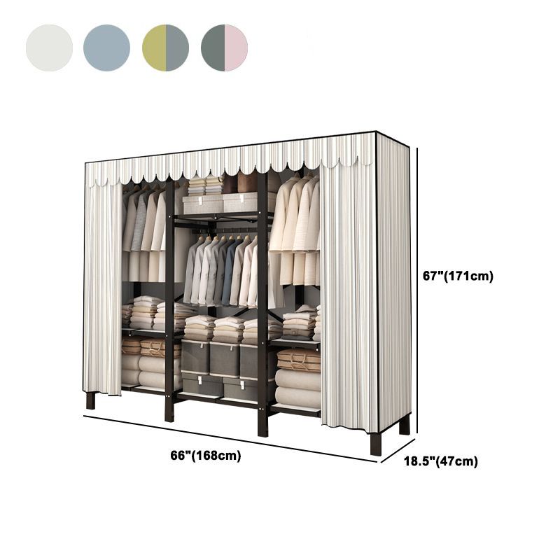 Stainless Steel Frame Wardrobe Armoire Modern Style Wardrobe Cabinet with Clothing Rod