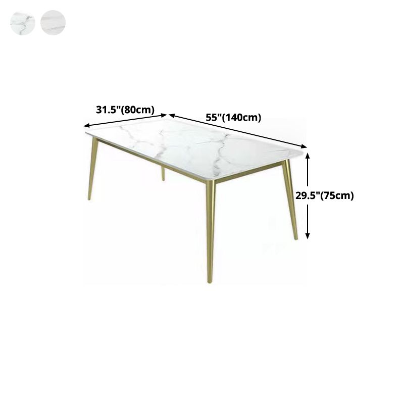 Metal Traditional Luxury Rectangle Table Sintered Stone Top Table with 4 Legs