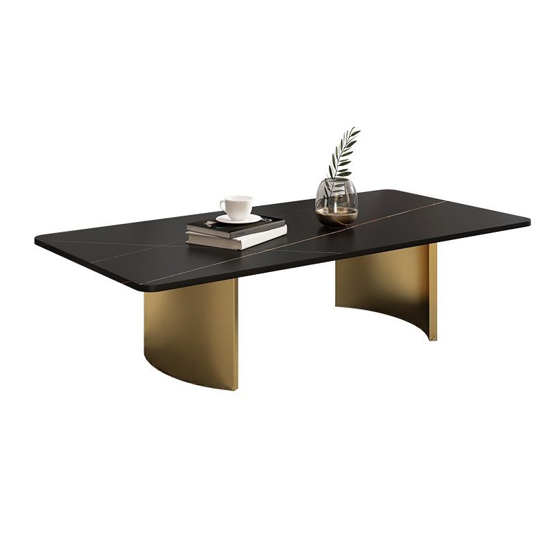 15.7"Tall Iron Sled Base Rectangular Slate Table Top Coffee Table