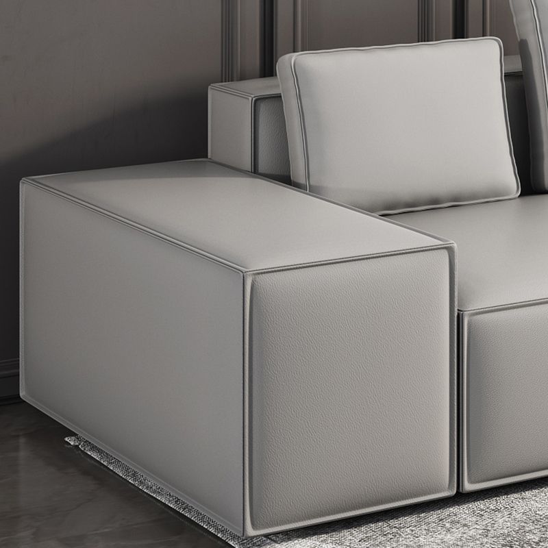 Stain-Resistant Stationary Faux Leather Sofa Living Room Square Arm Couch