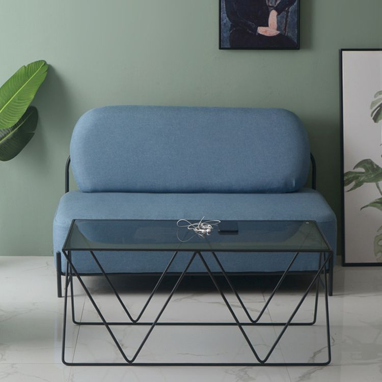 Modern Cross Legs Coffee Table Rectangular Glass Top Cocktail Table for Home