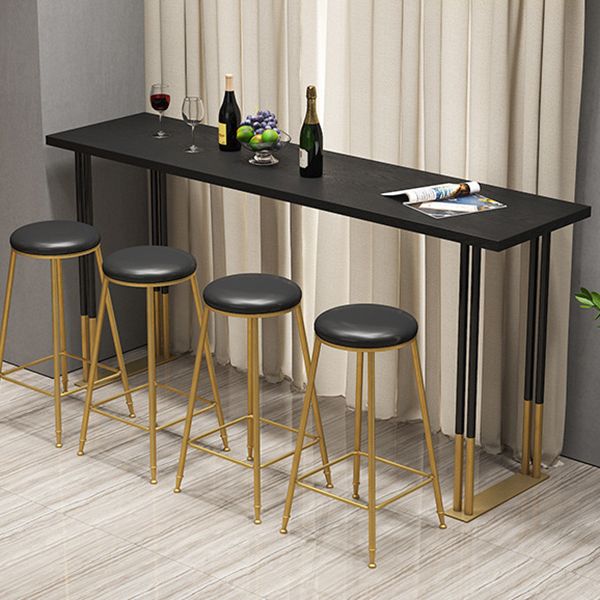 Nordic Style Bar Table Pine Top Pub Table with Black-gold Frame (only table)