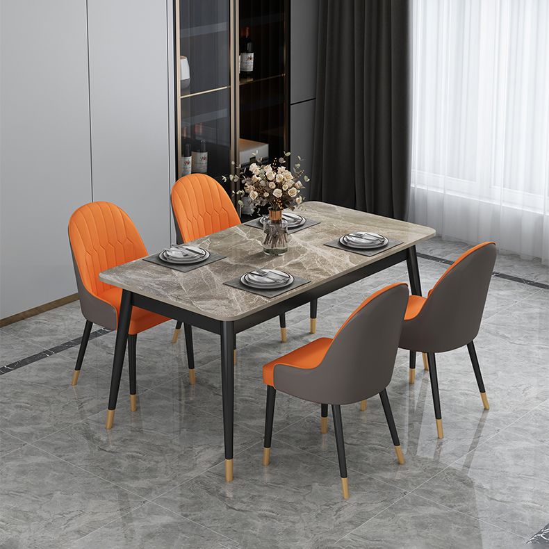 Rectangle Contemporary Style Dining Room Set Sintered Stone Dining Furniture Set with 4 Legs Table