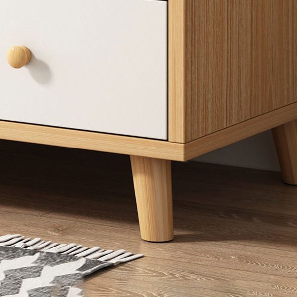 Modern Engineered Wood Sideboard Simple Beige Buffet Table with Drawer for Dining Room