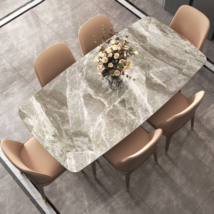 Mesa de comedor de piedra sinterizada estilo simplicidad Casa Mesa de forma rectangular con base de madera de cenizas