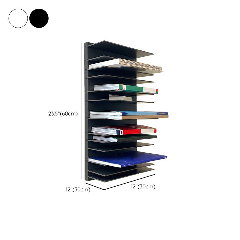 Industrial Metal Bookcase Floating Closed Back Bookshelf with Shelves