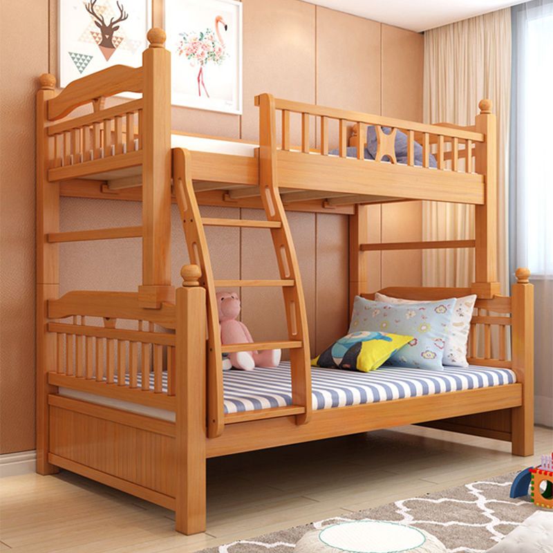 Solid Wood Bunk Bed Modern Style Natural Bunk Bed with Headboard