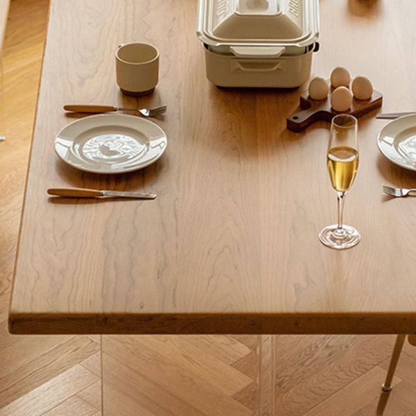 Solid Wood and Acrylic Dinner Table Modern Rectangle Fixed Dining Room Table