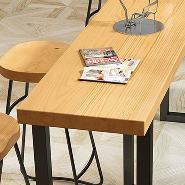 Solid Wood Bar Stool and Table Set 1/4/7 Pcs Black Iron Base Bar Table and Stools