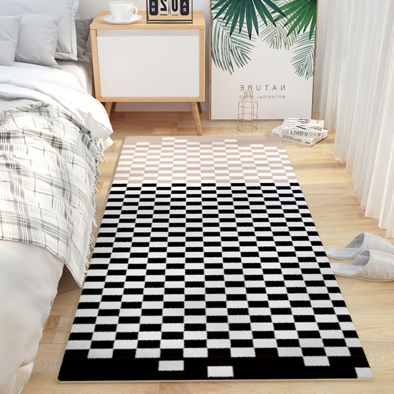 Simplicity Tartan Pattern Carpet Polyester Rug Stain Resistant Area Carpet for Home Decoration
