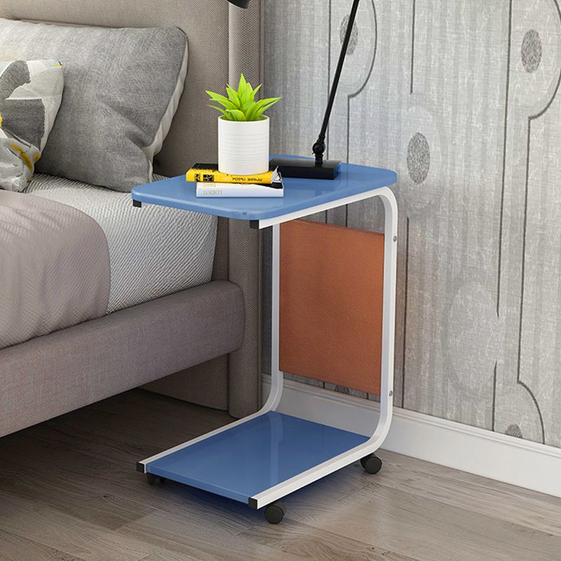 Modern Wood Corner Table Side Rectangular End Table with Storage