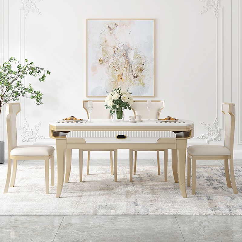 Contemporary 1/2/5/7 Pieces Furniture Round Stone Dining Set in White