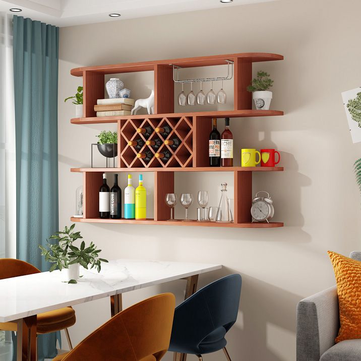 Wine Holder Rack Modern Wall Mounted Manufactured Wood for Kitchen