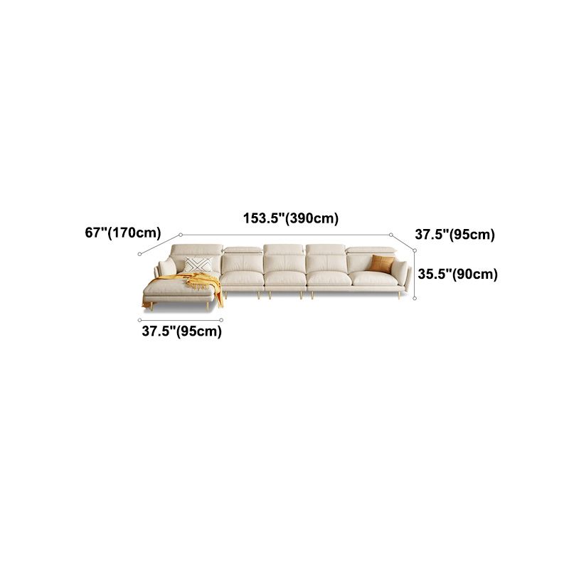 Cream Faux Leather Sofa/Sectional with Storage Bag Adjustable Sofa for Living Room