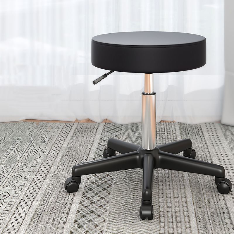 Taburete de bar de acero elevable giratorio moderno para cafetería con cojín de cuero