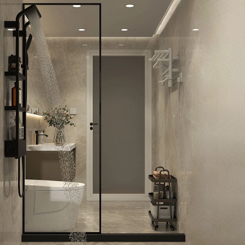 Black Fixed Shower Screen Full Frame Half Partition Shower Door