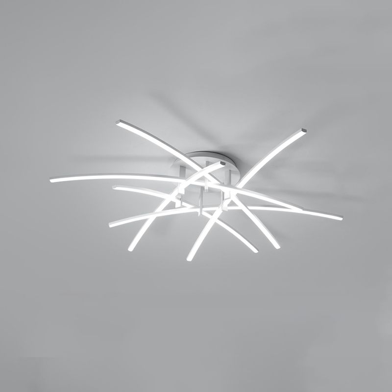 Style simple linéaire Semi Flush Fush Multi-Head Bedroom Plafond Éclairage avec une teinte acrylique