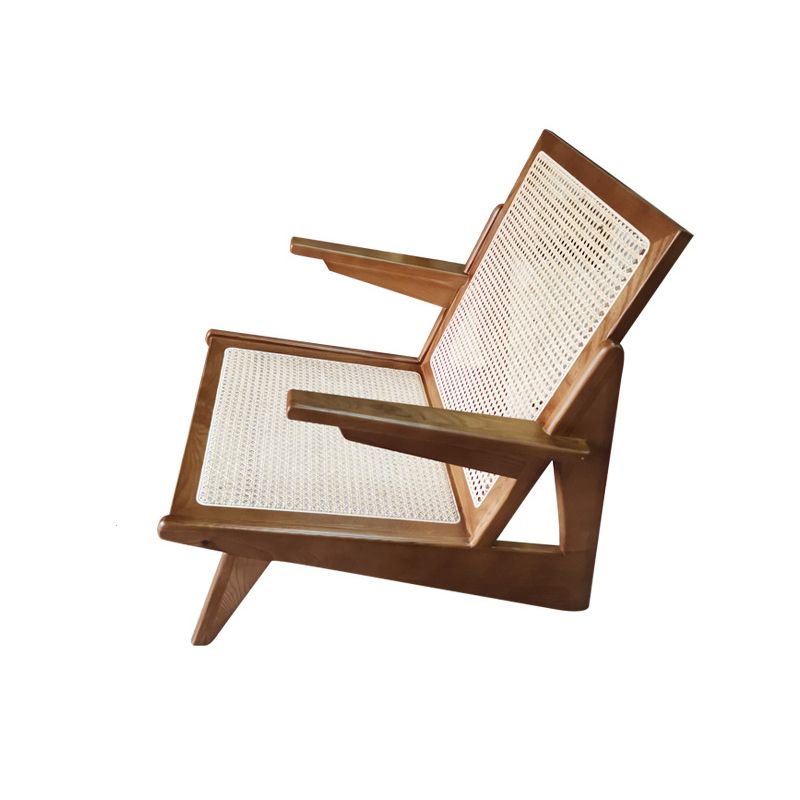 Living Room Wood Solid Wood Frame Basic Four Leg Woven Back Lounge Chair