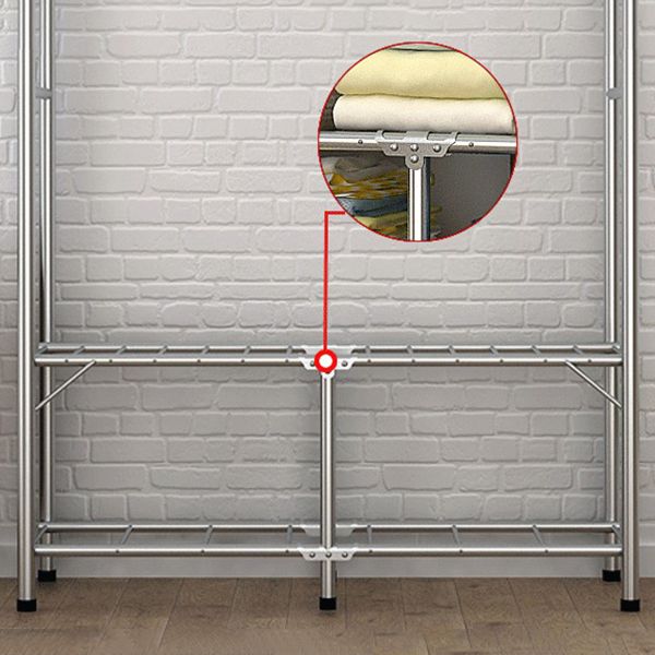 Contemporary Folding Wardrobe Cabinet Metal Frame Wardrobe with Shelves