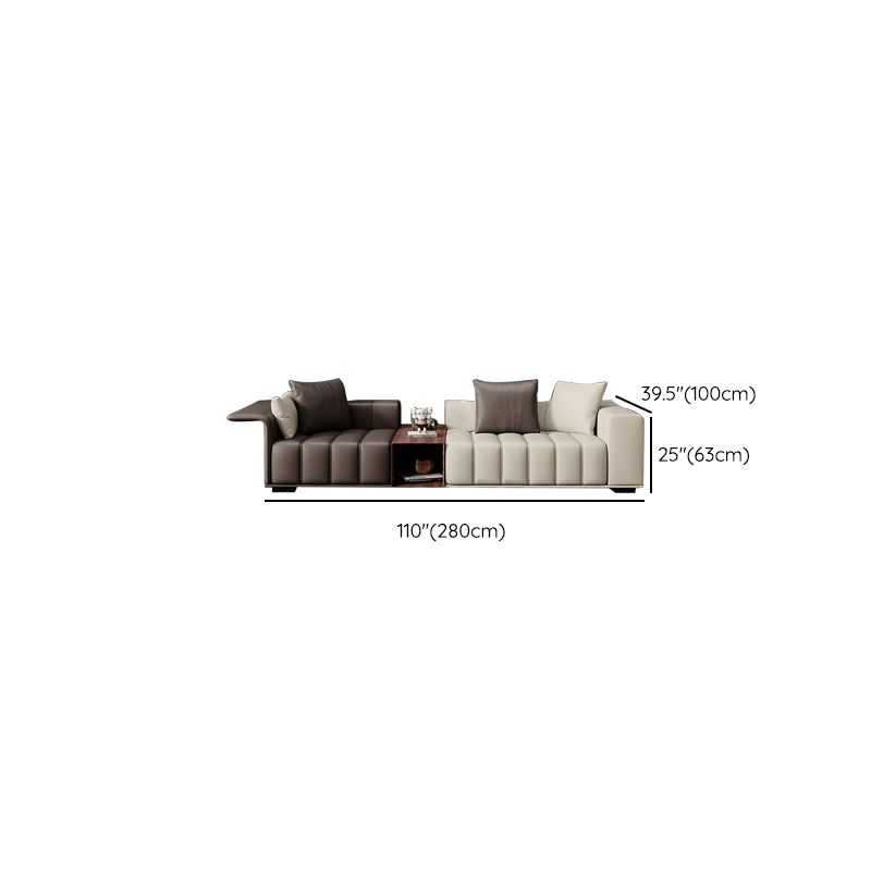 Contemporary Sofa Faux Leather Tufted Off-White Convertible Sofa for Living Room